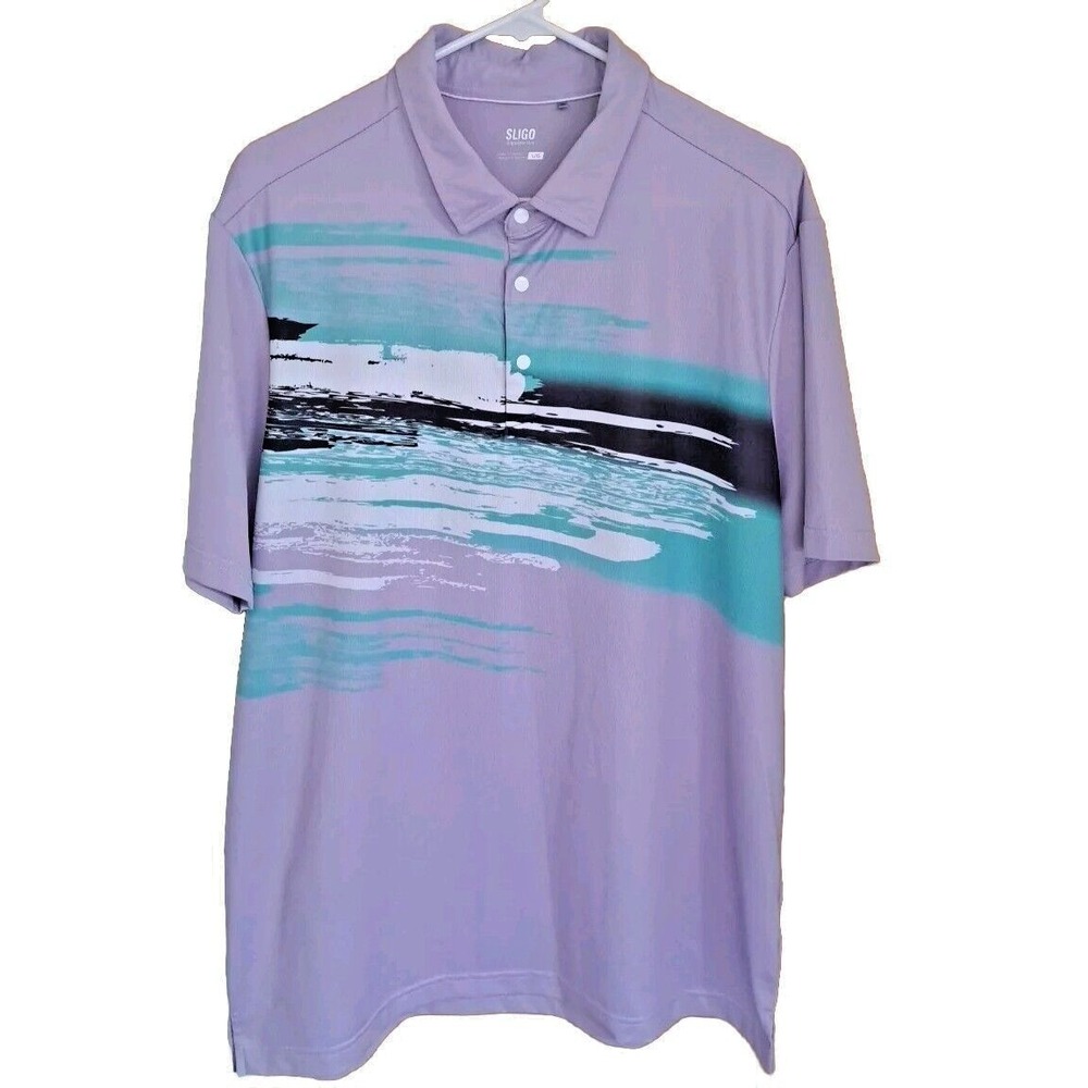 Sligo Shirt Mens Size Large Short Sleeve Golf Polo 3 Snap Pullover Pre-owned